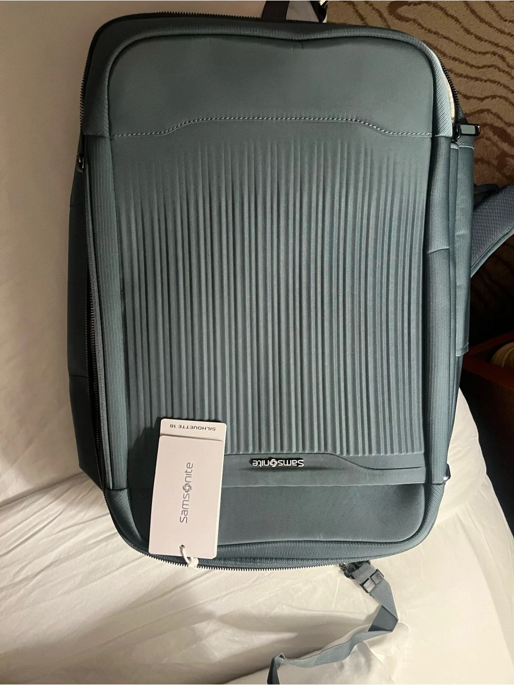 Samsonite Men's Blue-Gray Ribbed Laptop Backpack